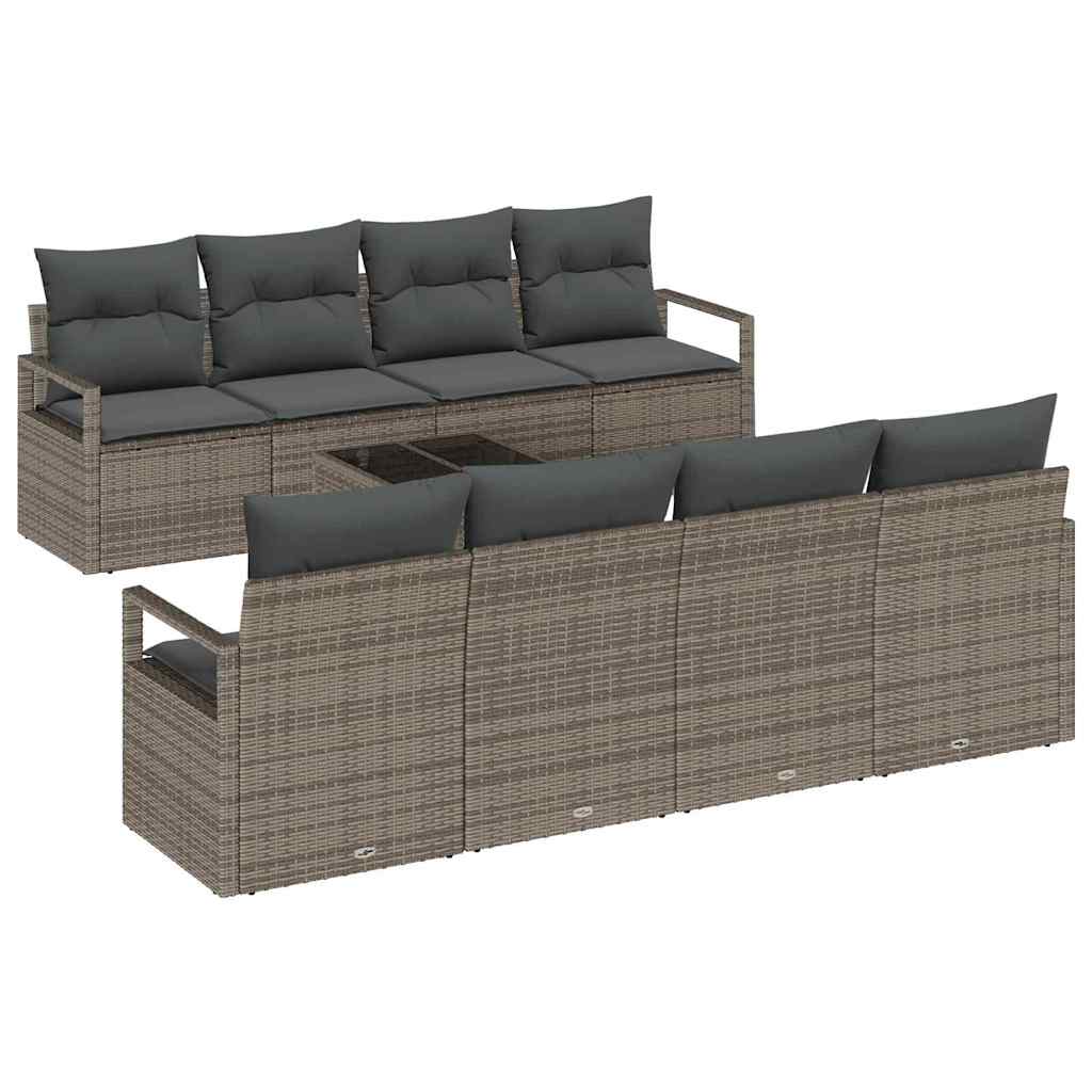 Set di divani con cuscino 7 pcs Grigio polyrattan | homemem39