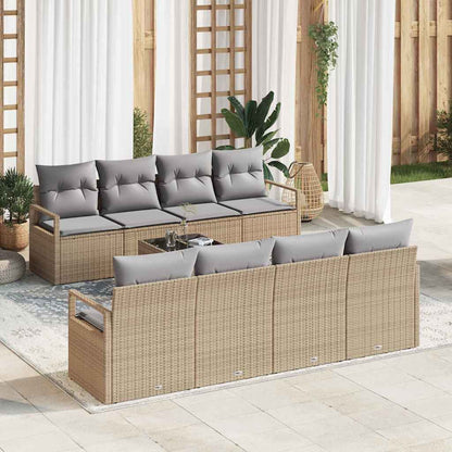 Set di divani con cuscino 7 pcs Beige e grigio polyrattan | homemem39
