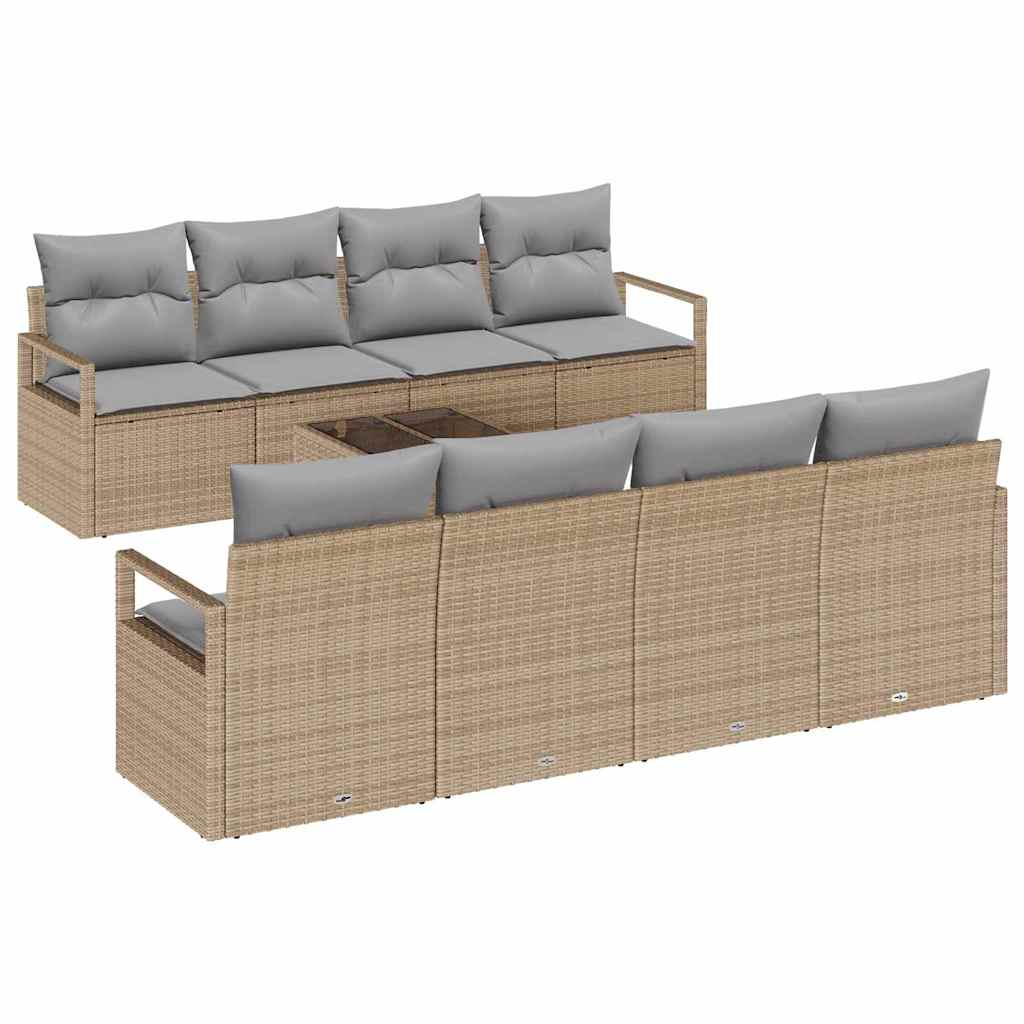 Set di divani con cuscino 7 pcs Beige e grigio polyrattan | homemem39