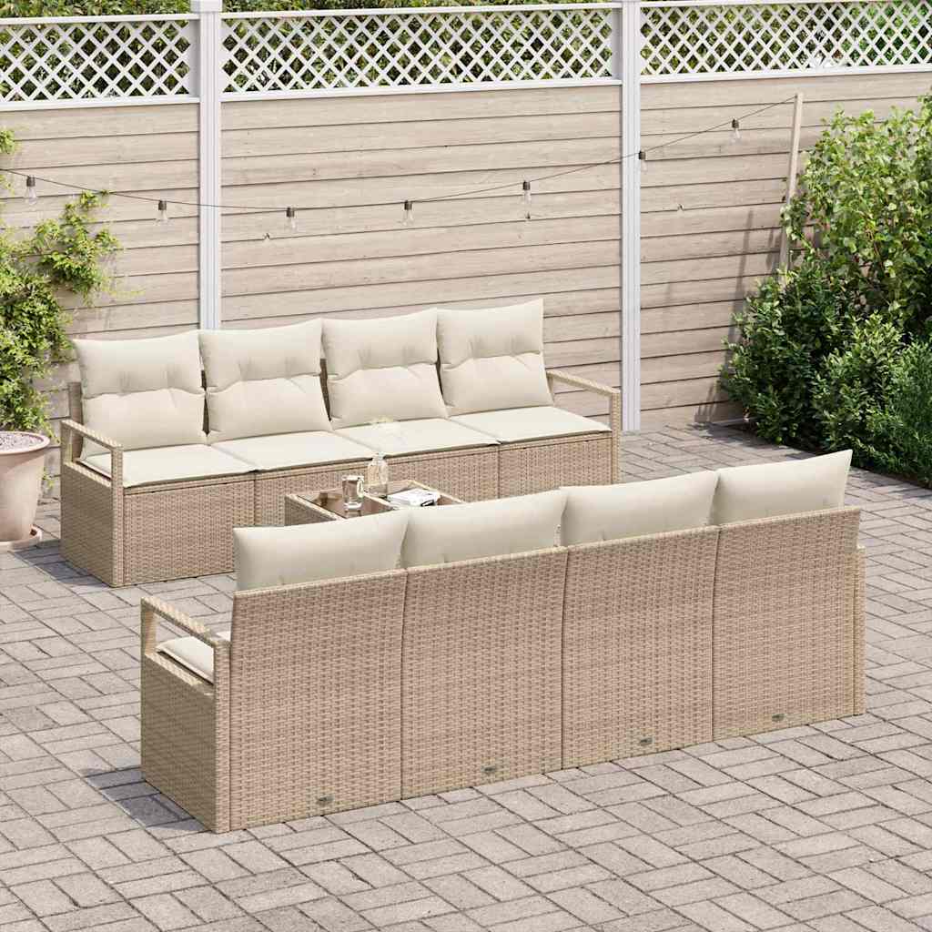 Set di divani con cuscino 7 pcs Beige e Crema polyrattan | homemem39