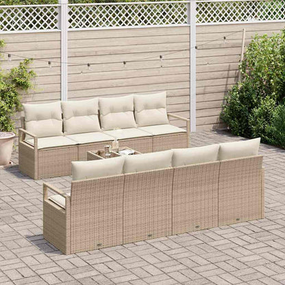 Set di divani con cuscino 7 pcs Beige e Crema polyrattan | homemem39