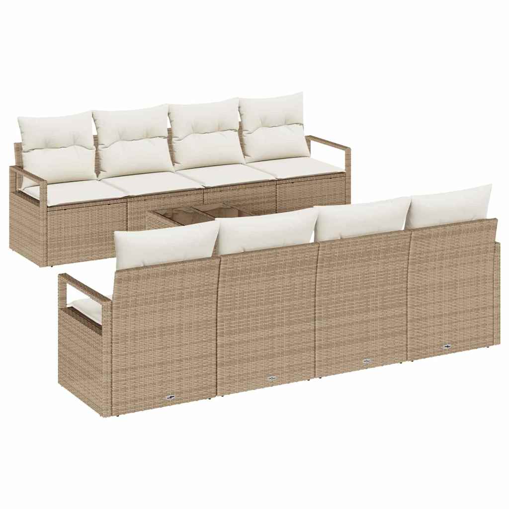 Set di divani con cuscino 7 pcs Beige e Crema polyrattan | homemem39