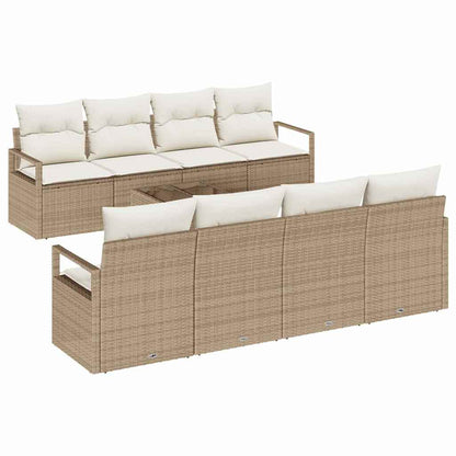 Set di divani con cuscino 7 pcs Beige e Crema polyrattan | homemem39