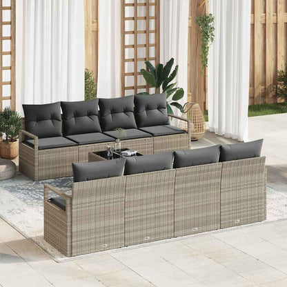 Set di divani con cuscino 7 pcs Grigio chiaro polyrattan | homemem39