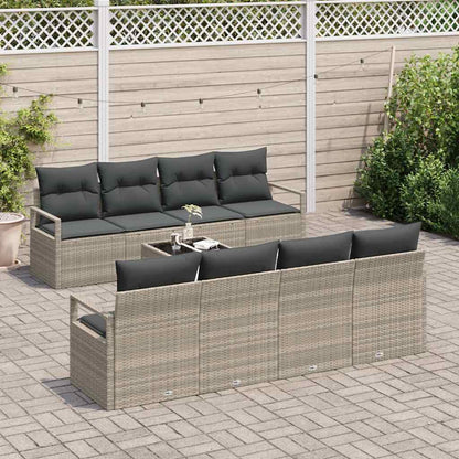 Set di divani con cuscino 7 pcs Grigio chiaro polyrattan | homemem39
