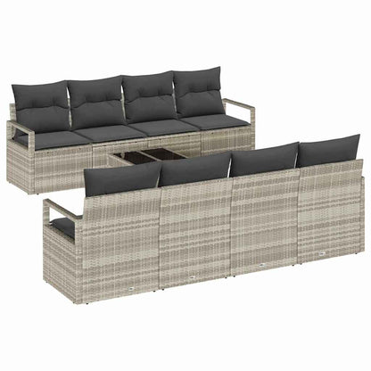 Set di divani con cuscino 7 pcs Grigio chiaro polyrattan | homemem39
