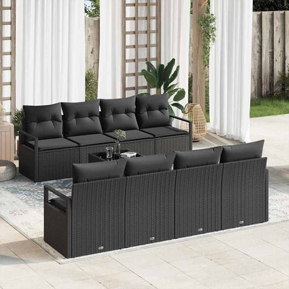 Set di divani con cuscino 7 pcs Nero polyrattan | homemem39