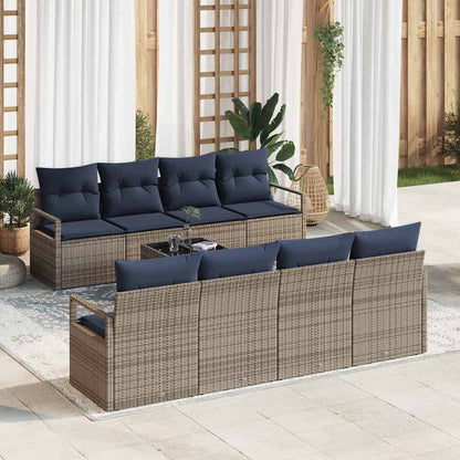 Set di divani con cuscino 7 pcs Grigio e Blu polyrattan | homemem39