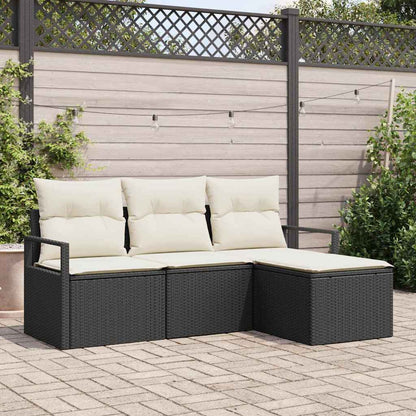 Set di divani con cuscino 4 pcs Nero polyrattan | homemem39