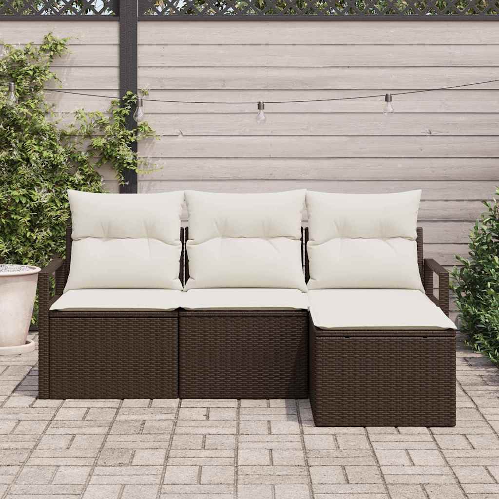 Set di divani 4 pcs Marrone polyrattan | homemem39