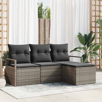 Set di divani 4 pcs Grigio polyrattan | homemem39