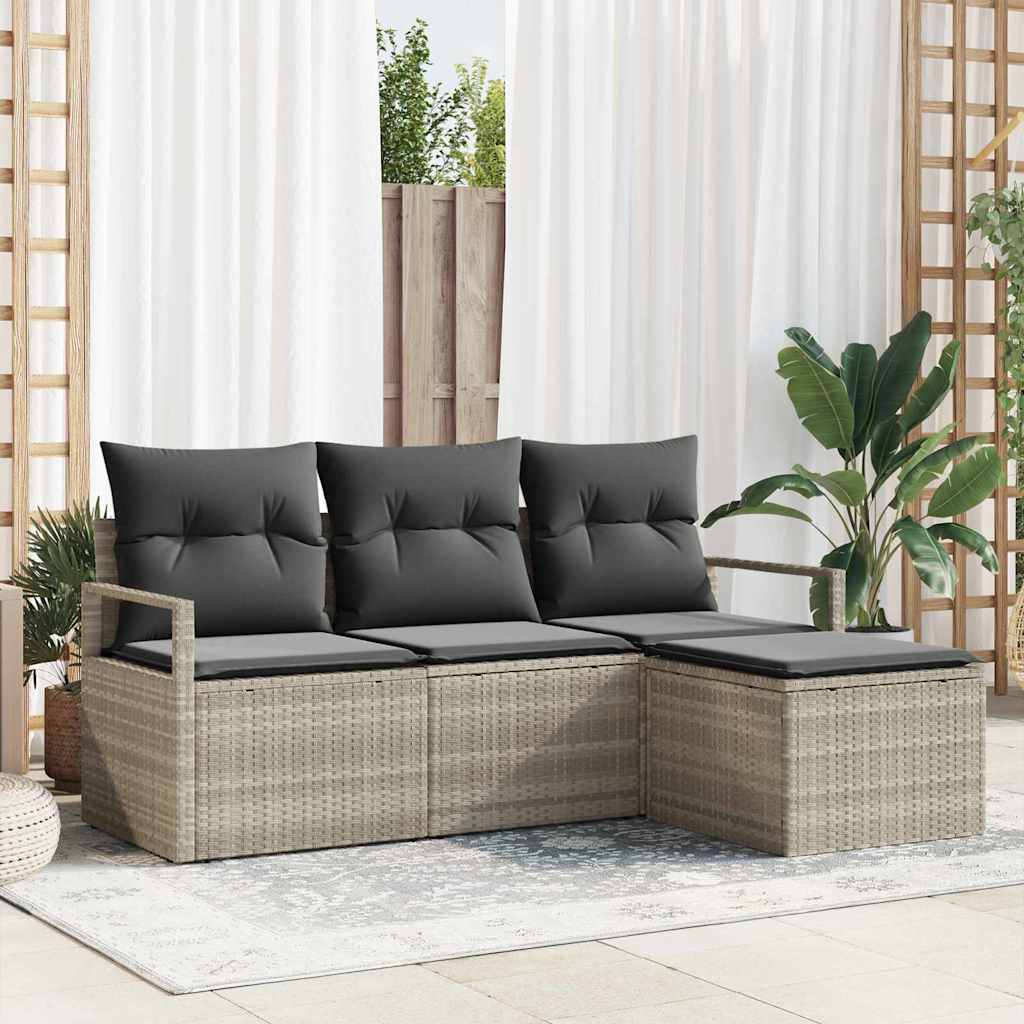 Set di divani 4 pcs Grigio chiaro polyrattan | homemem39