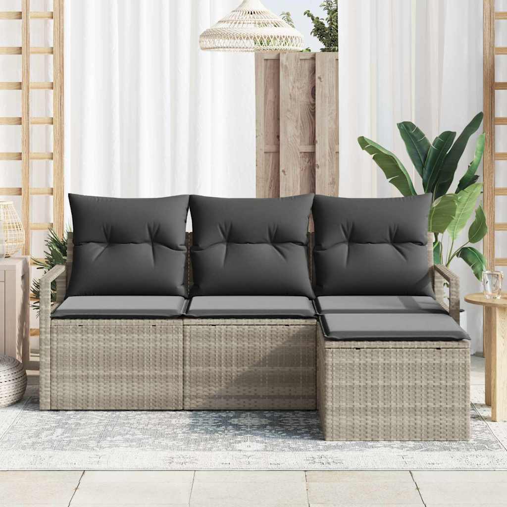 Set di divani 4 pcs Grigio chiaro polyrattan | homemem39