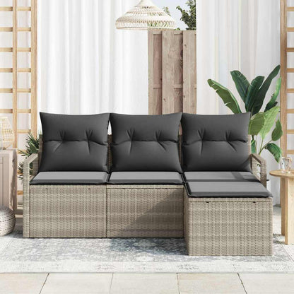 Set di divani 4 pcs Grigio chiaro polyrattan | homemem39
