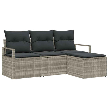 Set di divani 4 pcs Grigio chiaro polyrattan | homemem39