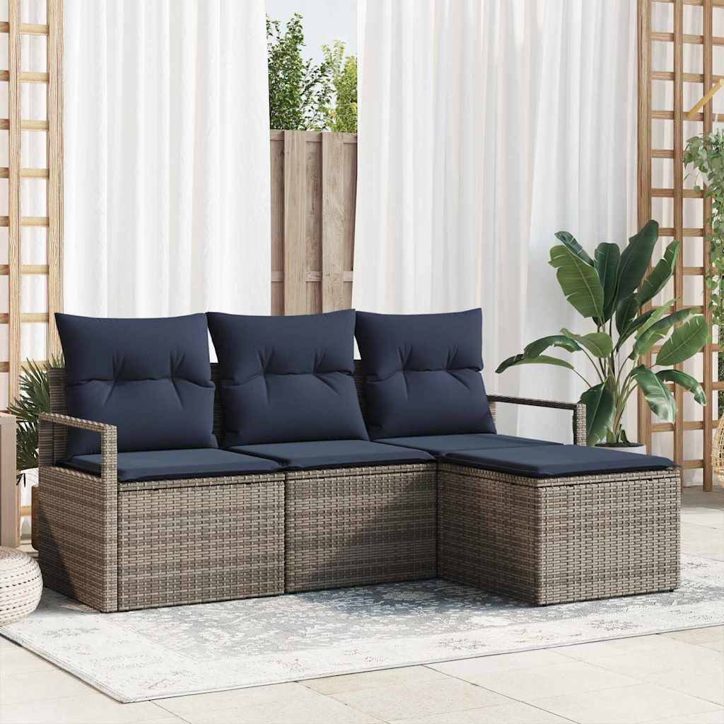 Set di divani 4 pcs Grigio polyrattan | homemem39
