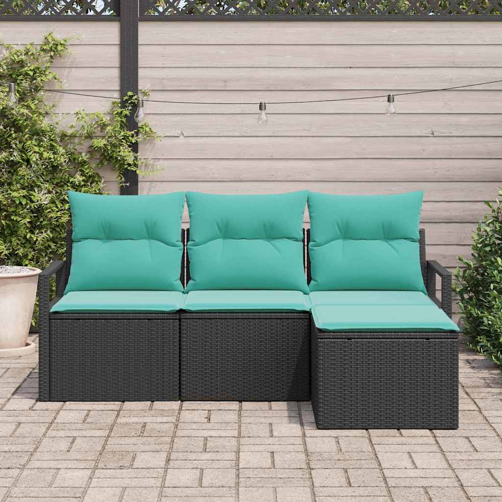 Set di divani 4 pcs Nero polyrattan | homemem39
