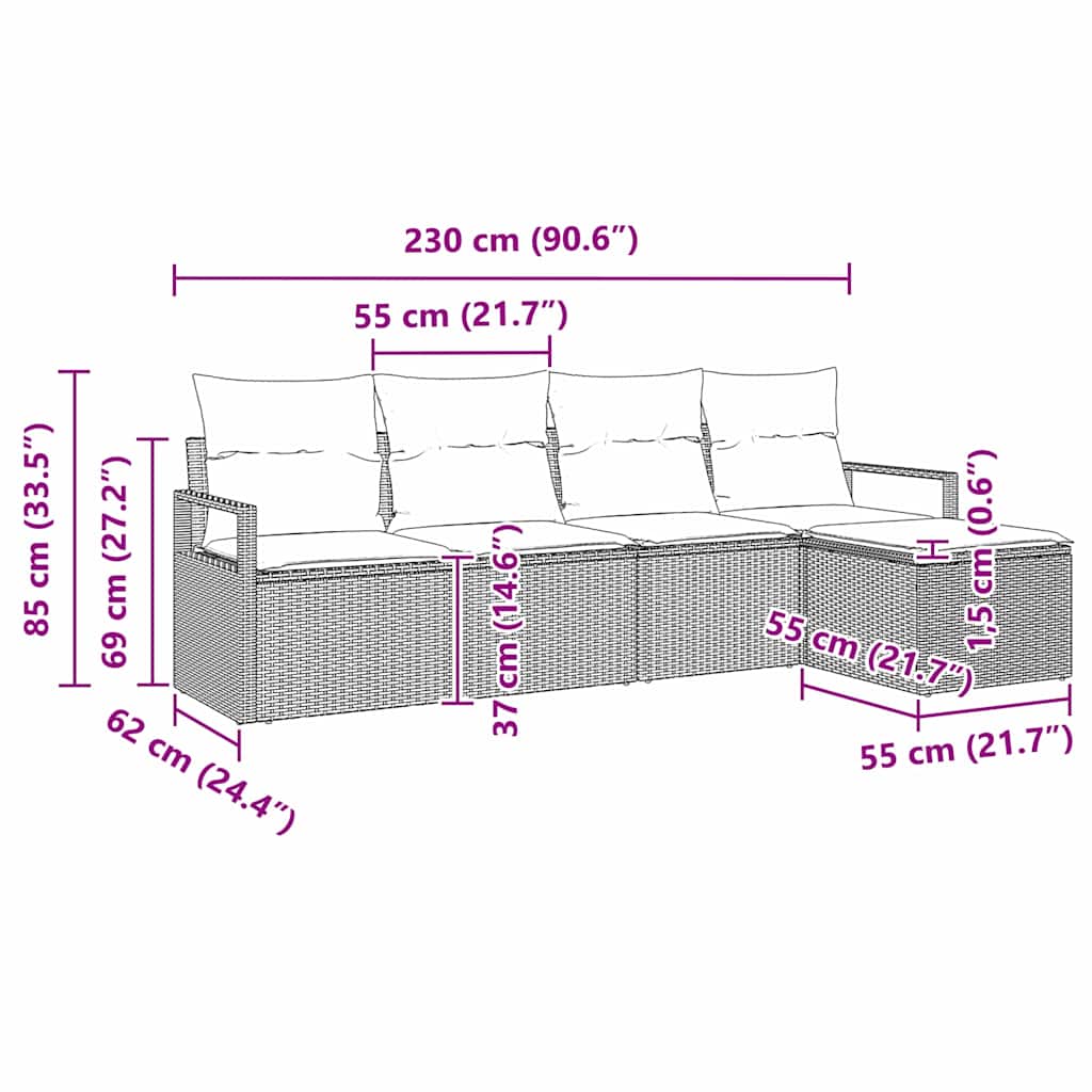 Set di divani 5 pcs Grigio polyrattan | homemem39