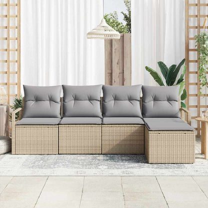 Set di divani con cuscino 5 pcs Beige polyrattan | homemem39