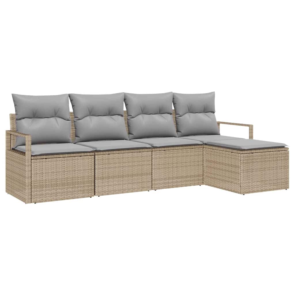 Set di divani con cuscino 5 pcs Beige polyrattan | homemem39
