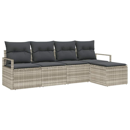 Set di divani con cuscino 5 pcs Grigio chiaro polyrattan | homemem39