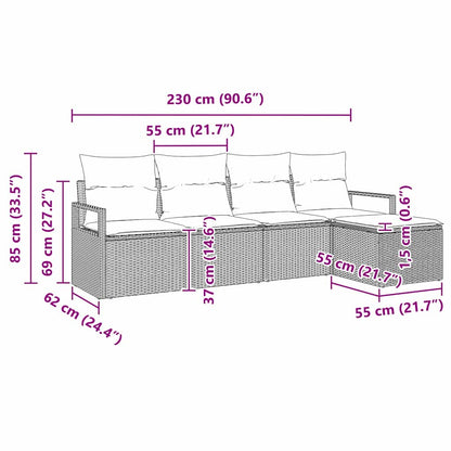Set di divani con cuscino 5 pcs Grigio chiaro polyrattan | homemem39