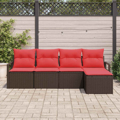 Set di divani con cuscino 5 pcs Marrone polyrattan | homemem39