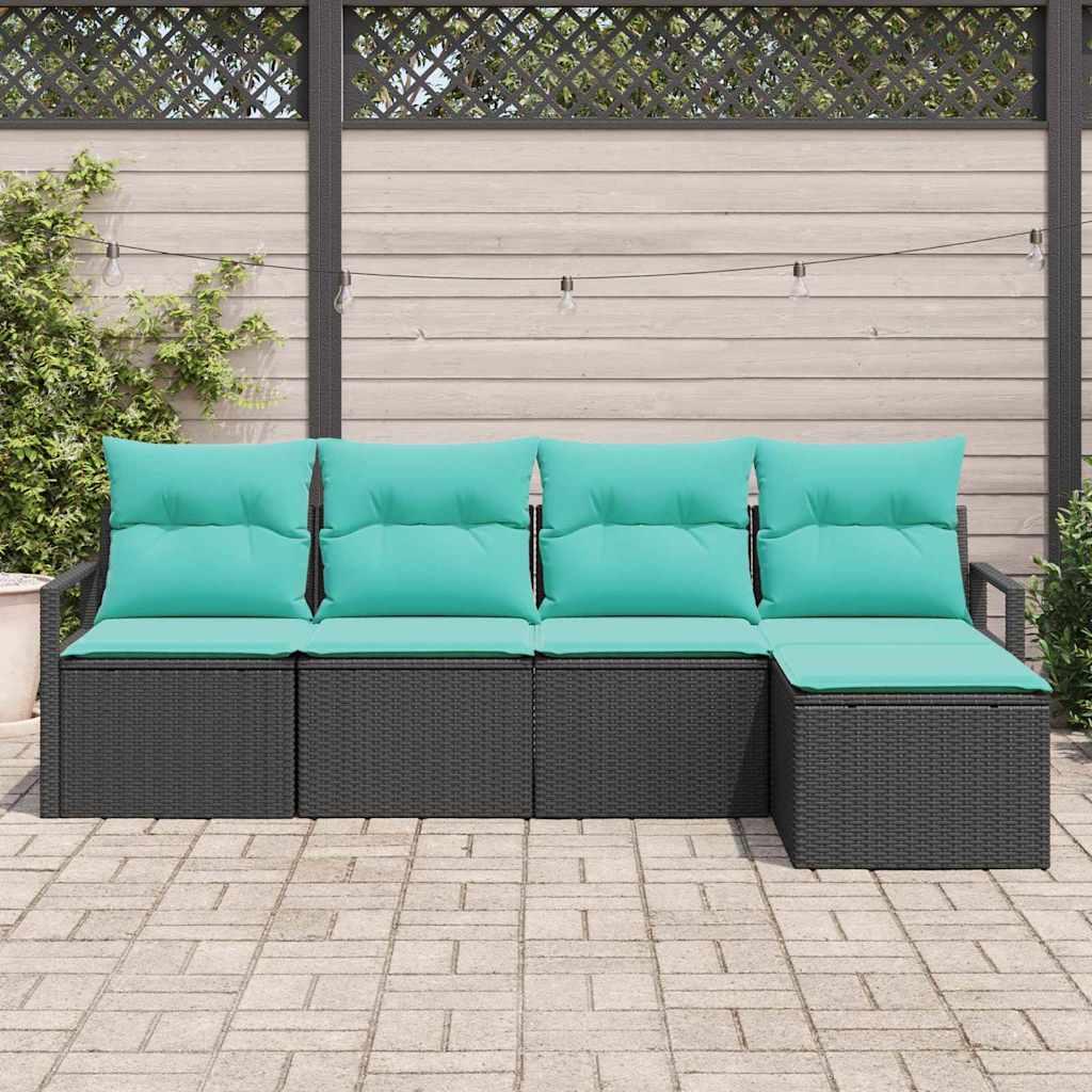Set di divani 5 pcs Nero polyrattan | homemem39