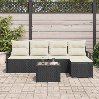 Set di divani con cuscino 6 pcs Nero polyrattan | homemem39