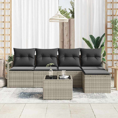 Set di divani con cuscino 6 pcs Grigio chiaro polyrattan | homemem39