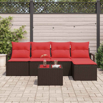 Set di divani con cuscino 6 pcs Marrone polyrattan | homemem39