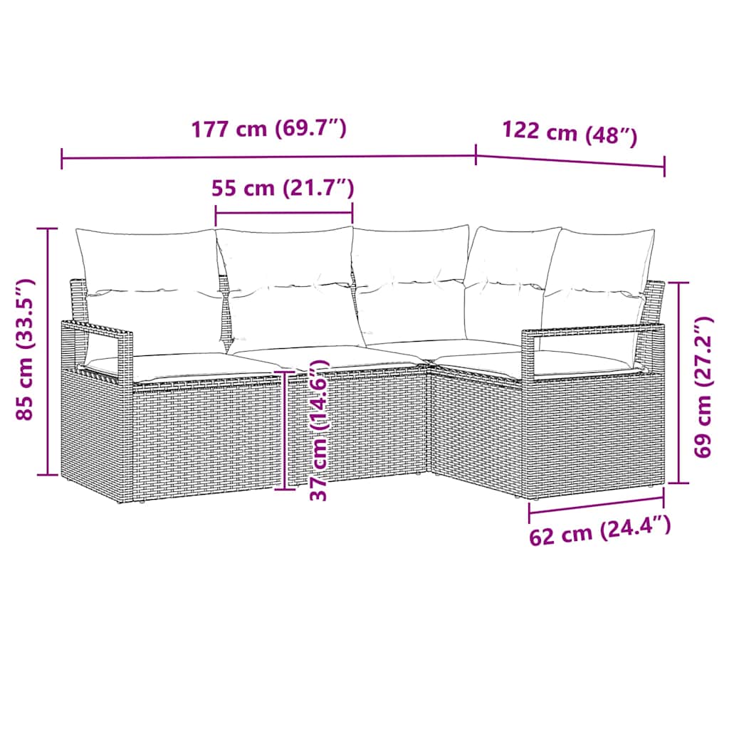 Set di divani 4 pz Nero polyrattan | homemem39