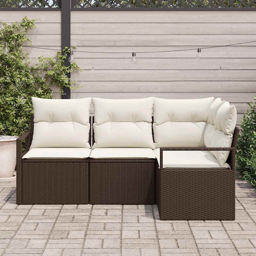 Set di divani 4 pcs Marrone polyrattan | homemem39