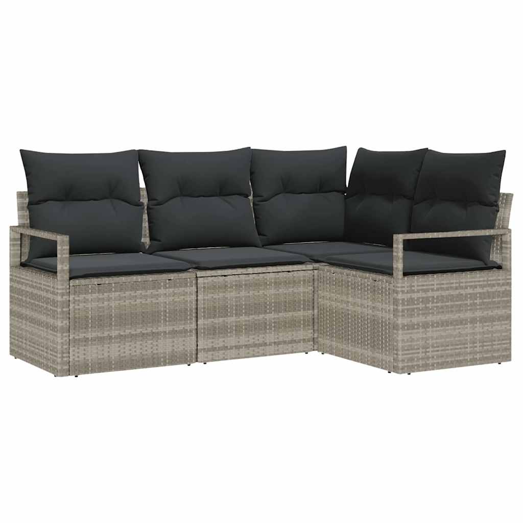 Set di divani 4 pcs Grigio chiaro polyrattan | homemem39