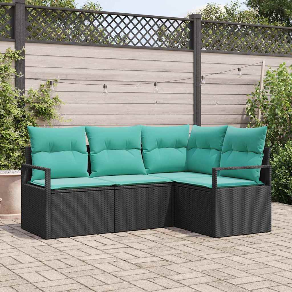 Set di divani 4 pcs Nero polyrattan | homemem39