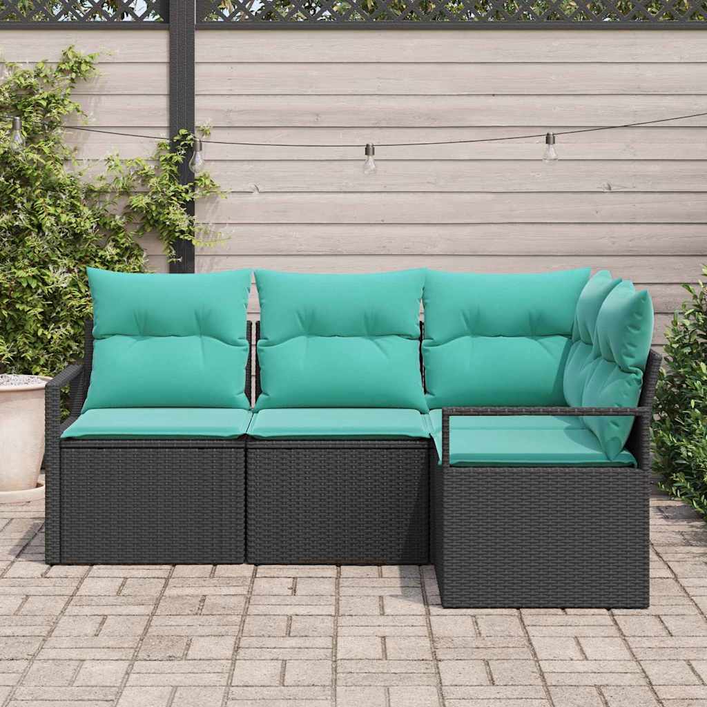 Set di divani 4 pcs Nero polyrattan | homemem39