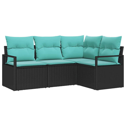 Set di divani 4 pcs Nero polyrattan | homemem39