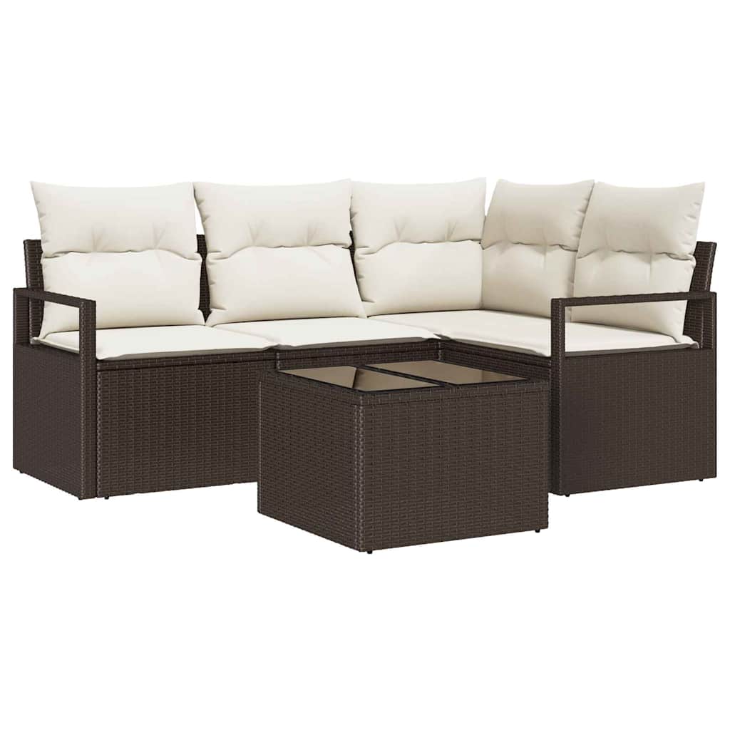 Set di divani 5 pcs Marrone polyrattan | homemem39
