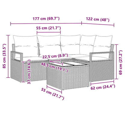 Set di divani 5 pcs Marrone polyrattan | homemem39