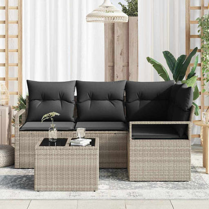 Set di divani 5 pcs Grigio chiaro polyrattan | homemem39