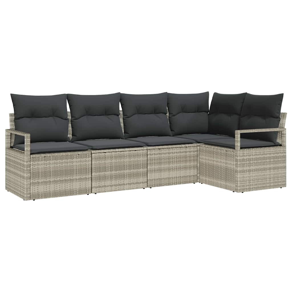 Set di divani con cuscino 5 pcs Grigio chiaro polyrattan | homemem39