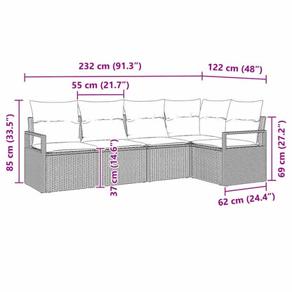 Set di divani con cuscino 5 pcs Grigio chiaro polyrattan | homemem39
