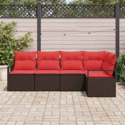Set di divani 5 pcs Marrone polyrattan | homemem39