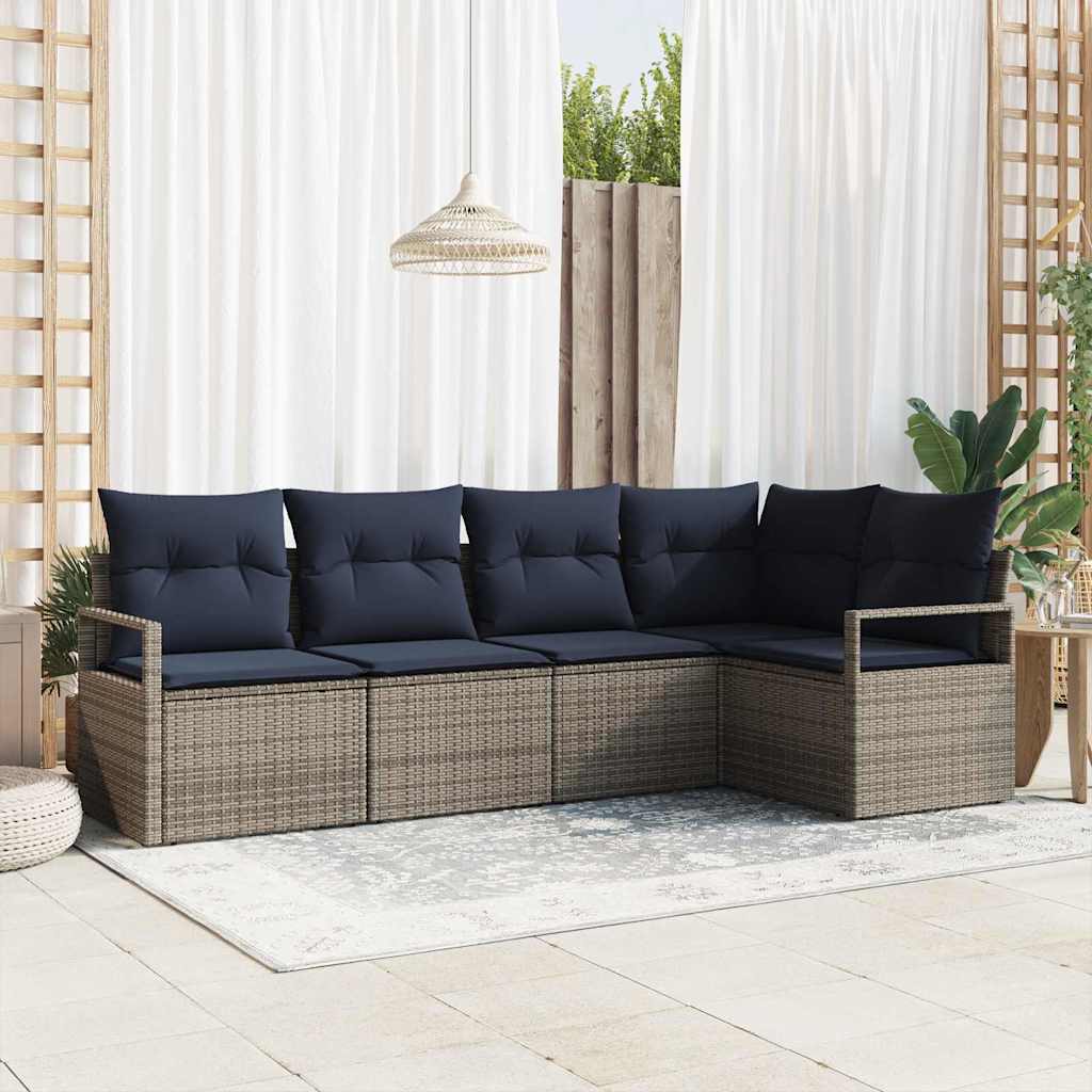 Set di divani 5 pcs Grigio polyrattan | homemem39