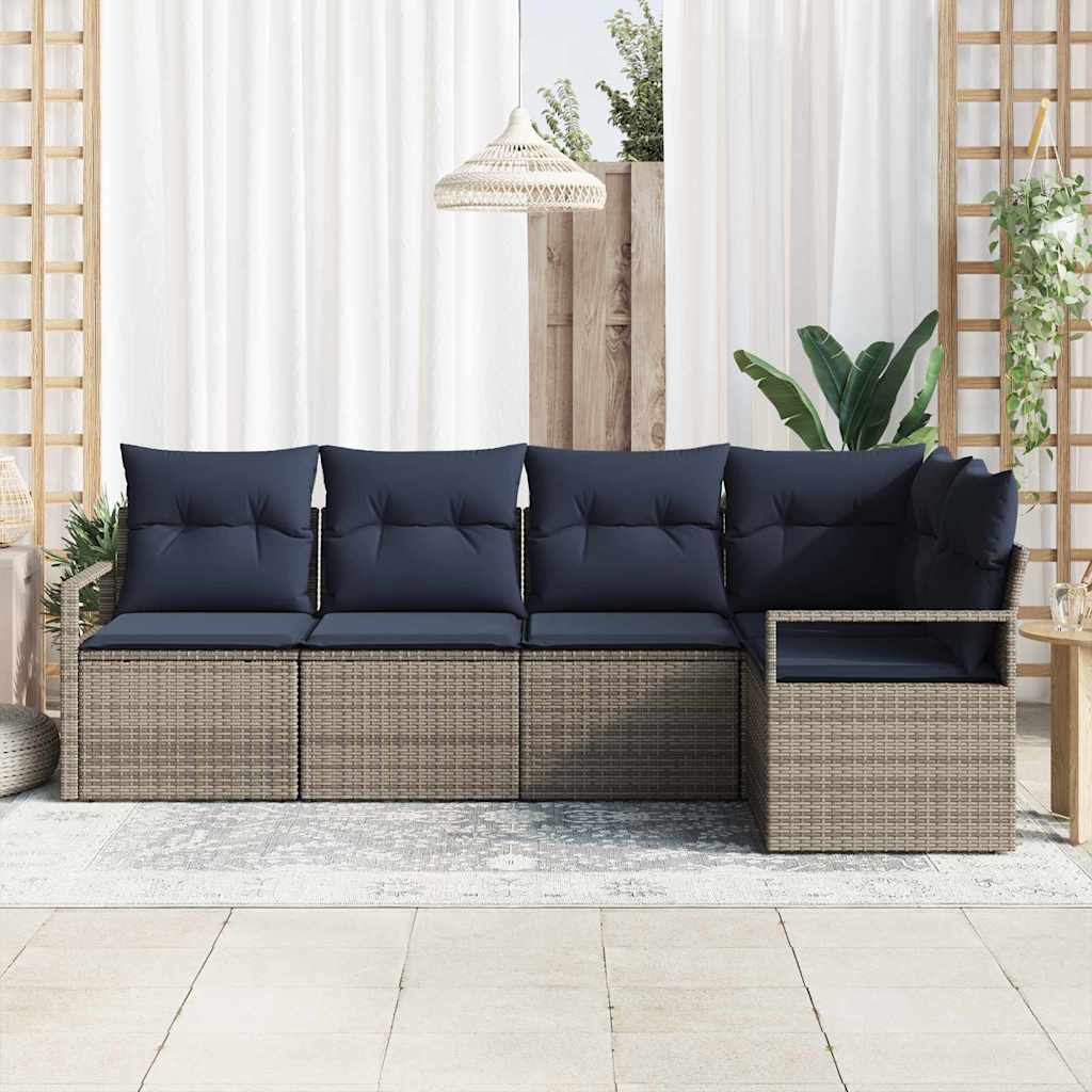 Set di divani 5 pcs Grigio polyrattan | homemem39