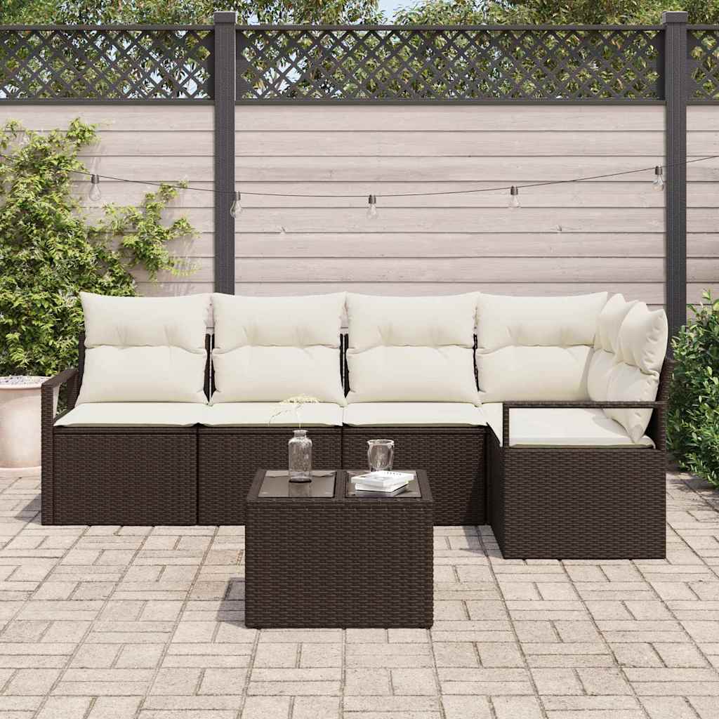 Set di divani con cuscino 6 pcs Marrone polyrattan | homemem39