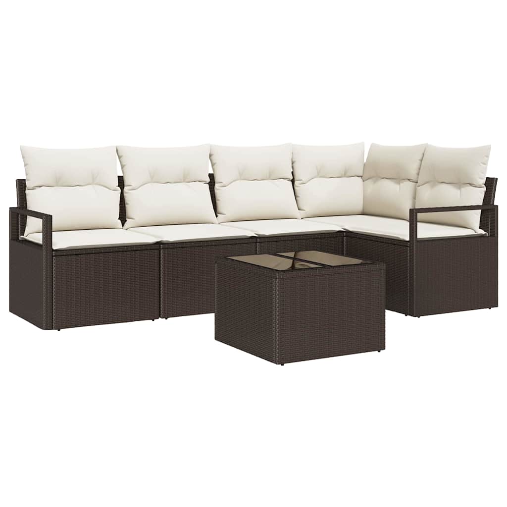 Set di divani con cuscino 6 pcs Marrone polyrattan | homemem39