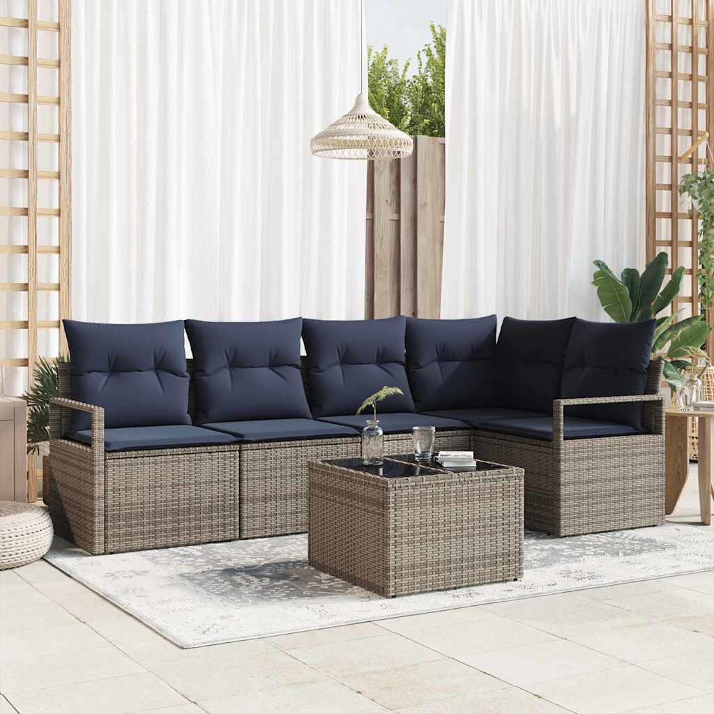 Set di divani 6 pcs Grigio polyrattan | homemem39