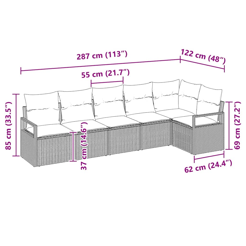 Set di divani 6 pcs Grigio polyrattan | homemem39