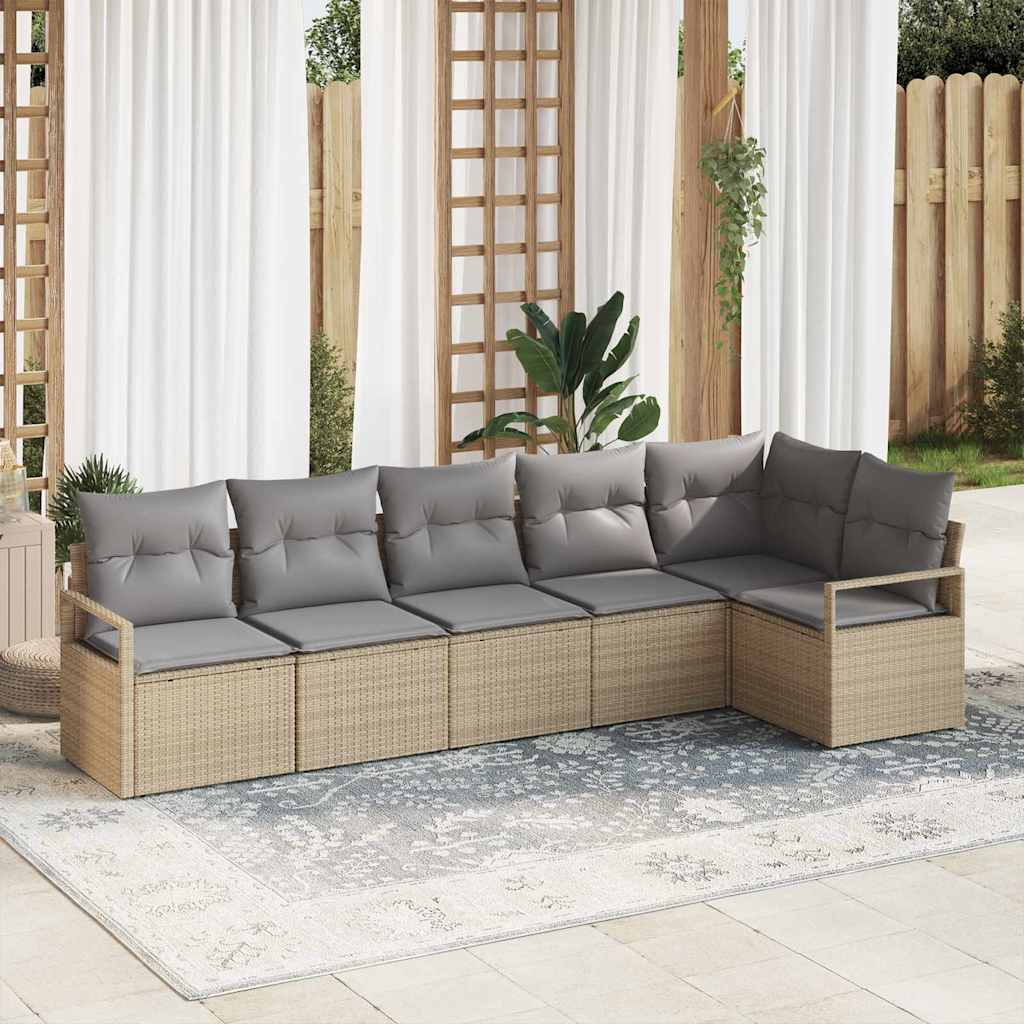 Set di divani 6 pcs Beige polyrattan | homemem39